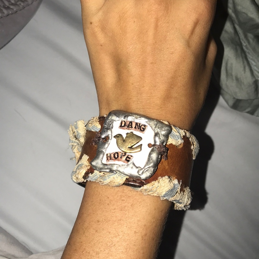 Embellished Rustic Leather Cuff